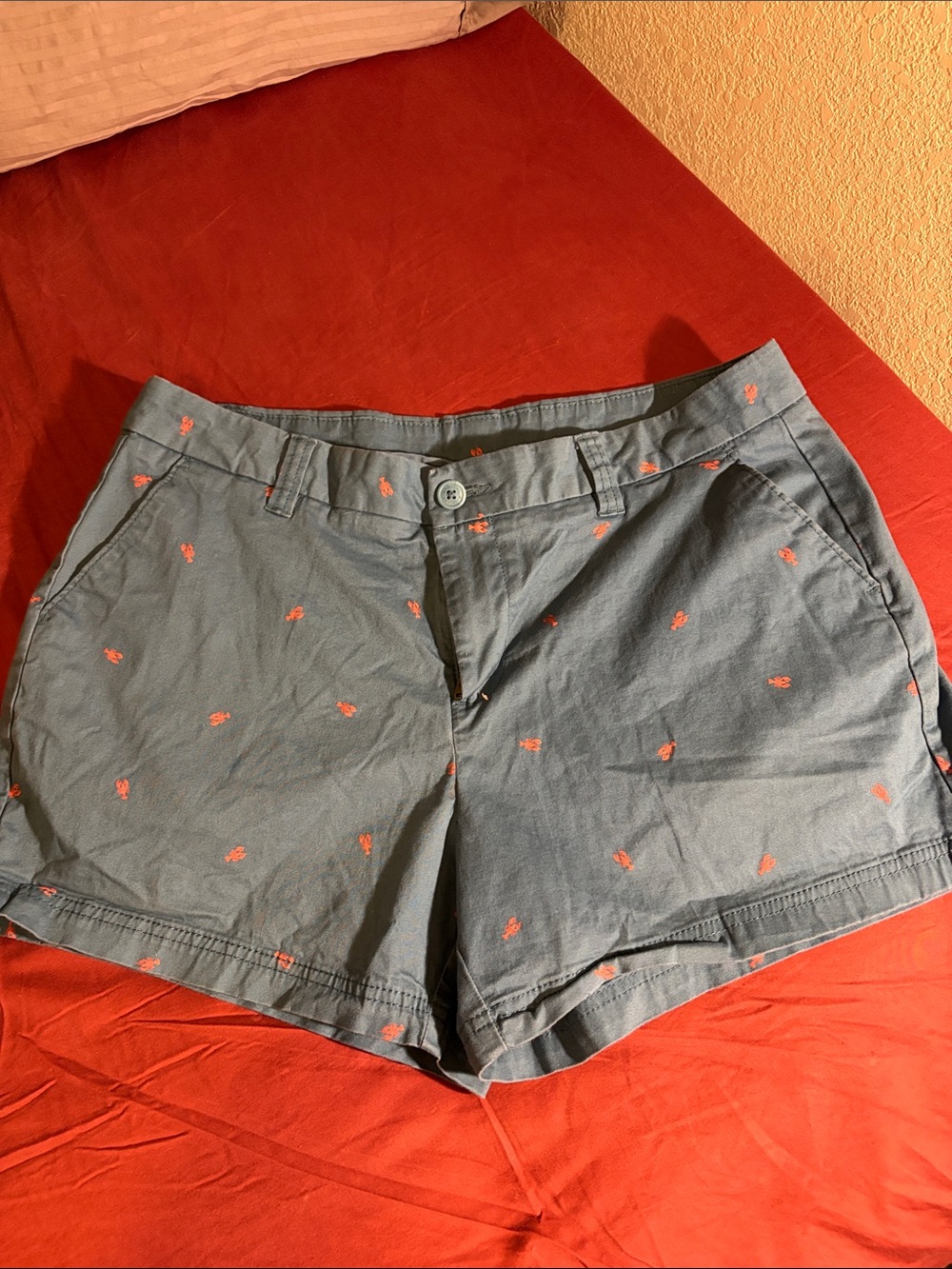 Magellan Outdoors Blue Shorts with Coral Embroidery